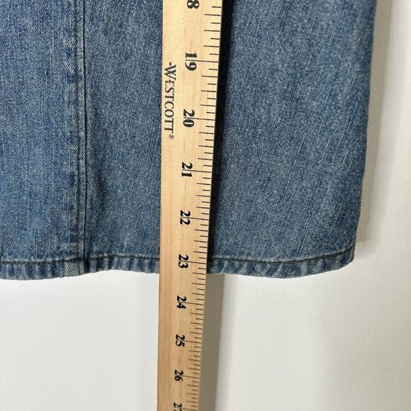 Harley Davidson Denim Jean Vest Womens Size Large Logo Buttons Biker Cut - Picture 11 of 13